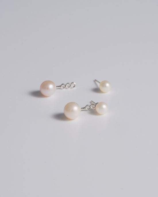 Mini Pearl Stud  & Ear Jacket - Silver