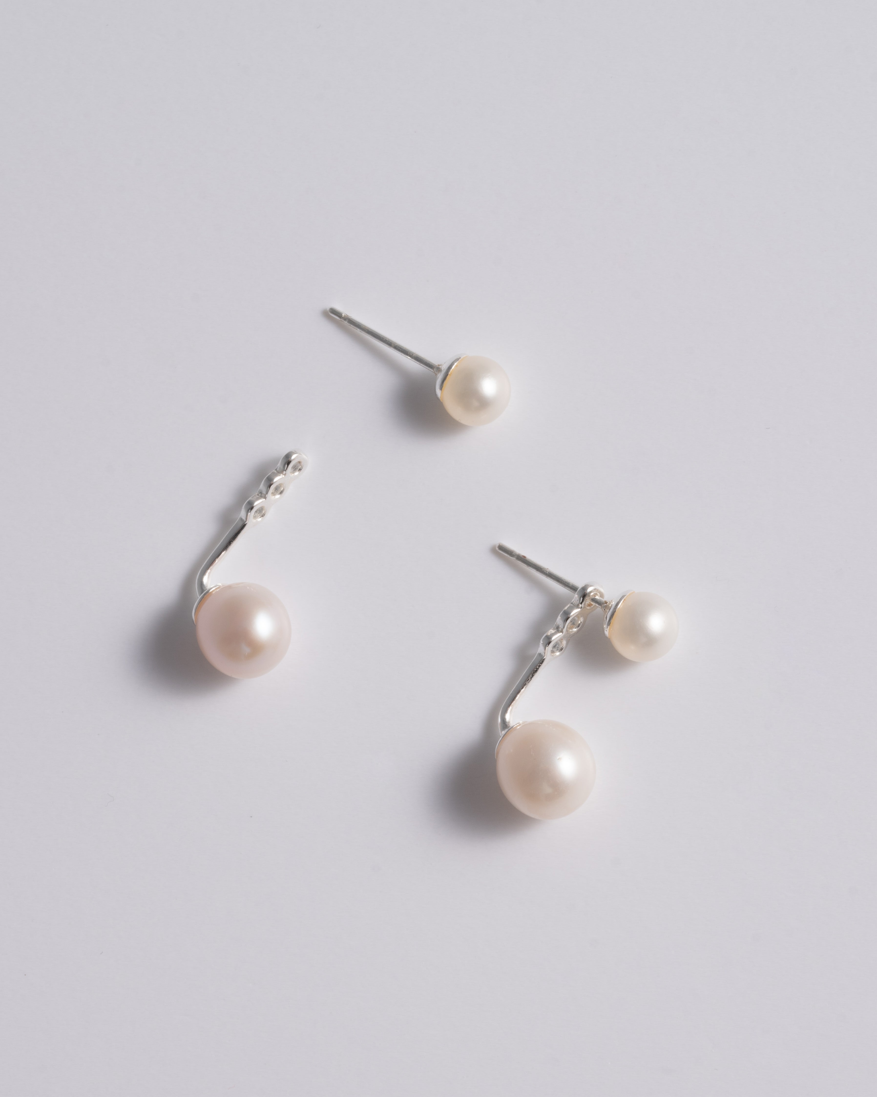 Mini Pearl Stud & Ear Jacket - Silver