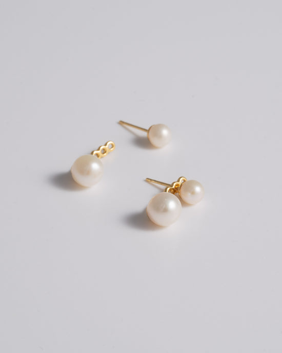 Load image into Gallery viewer, Mini Pearl Stud &amp;amp; Ear Jacket - Gold
