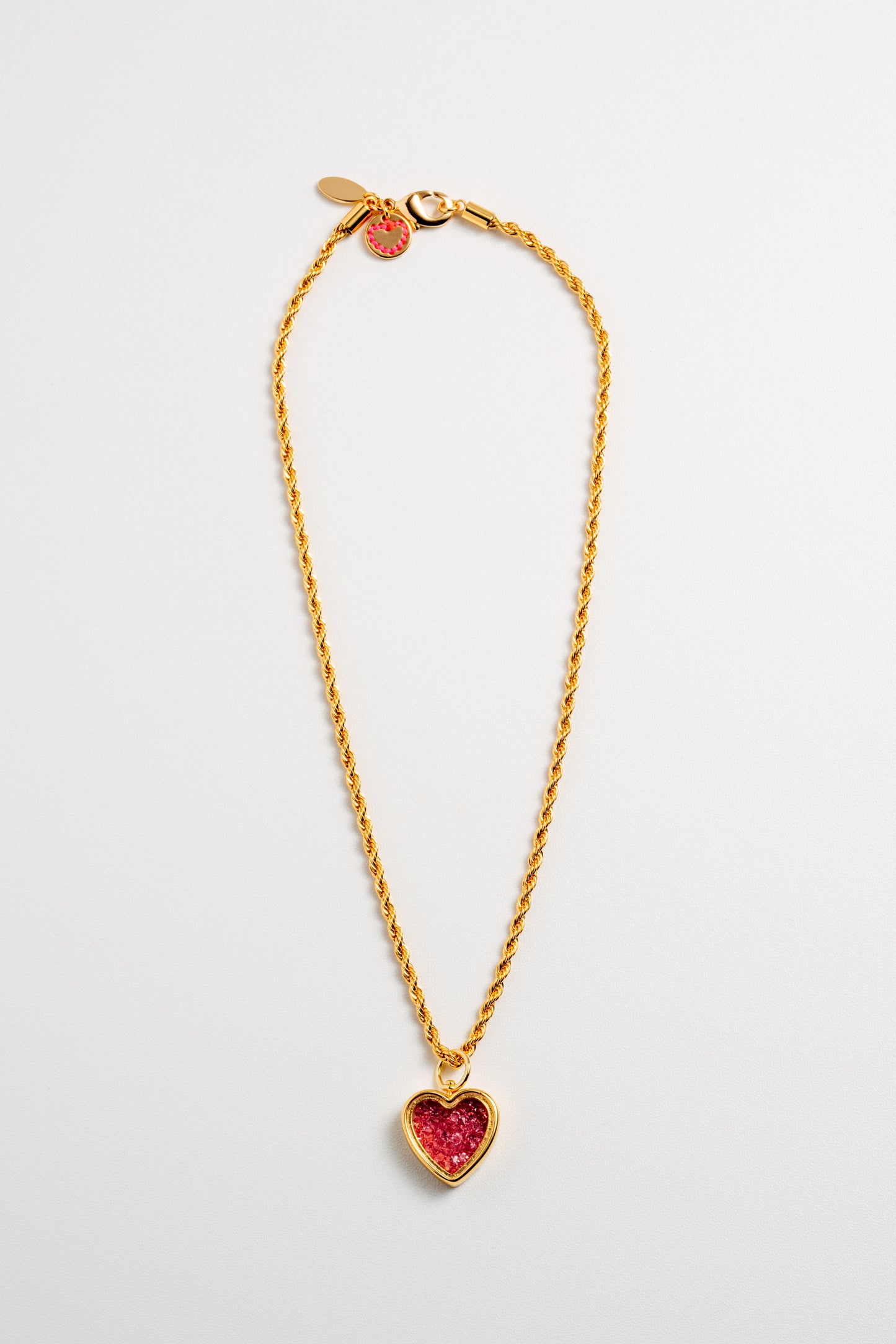 Breloque simple "cœur à cœur" - rose