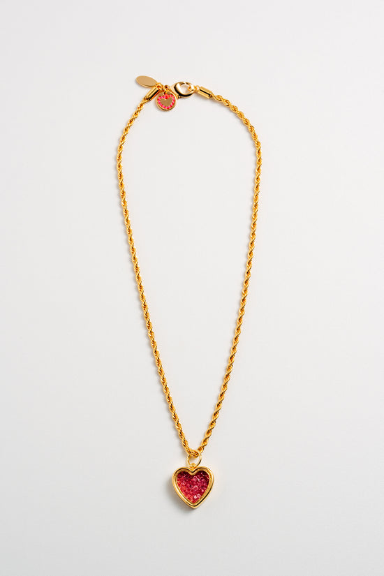 Breloque simple "cœur à cœur" - rose