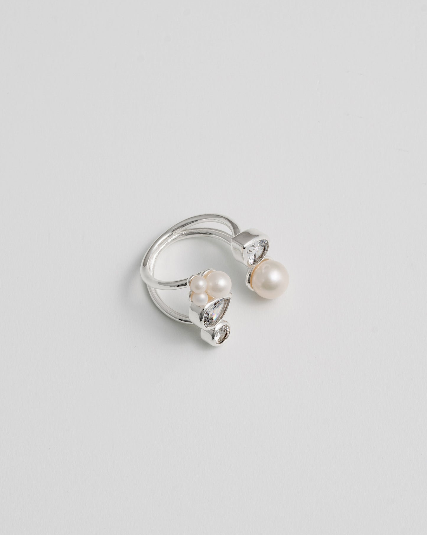 Bague en diamants et perles - argent