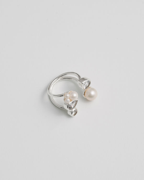 Bague en diamants et perles - argent