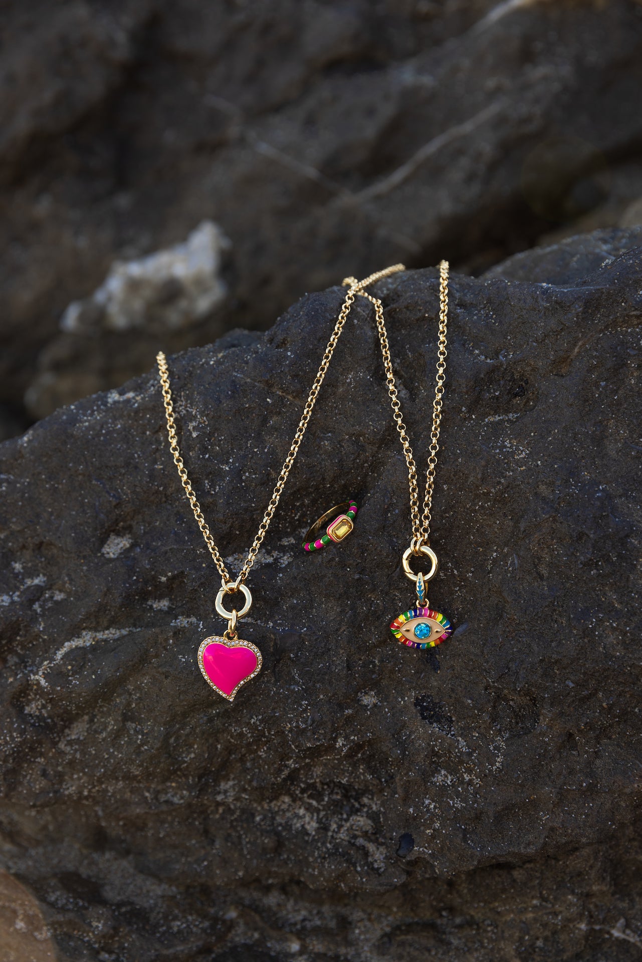Breloque coeur fuchsia
