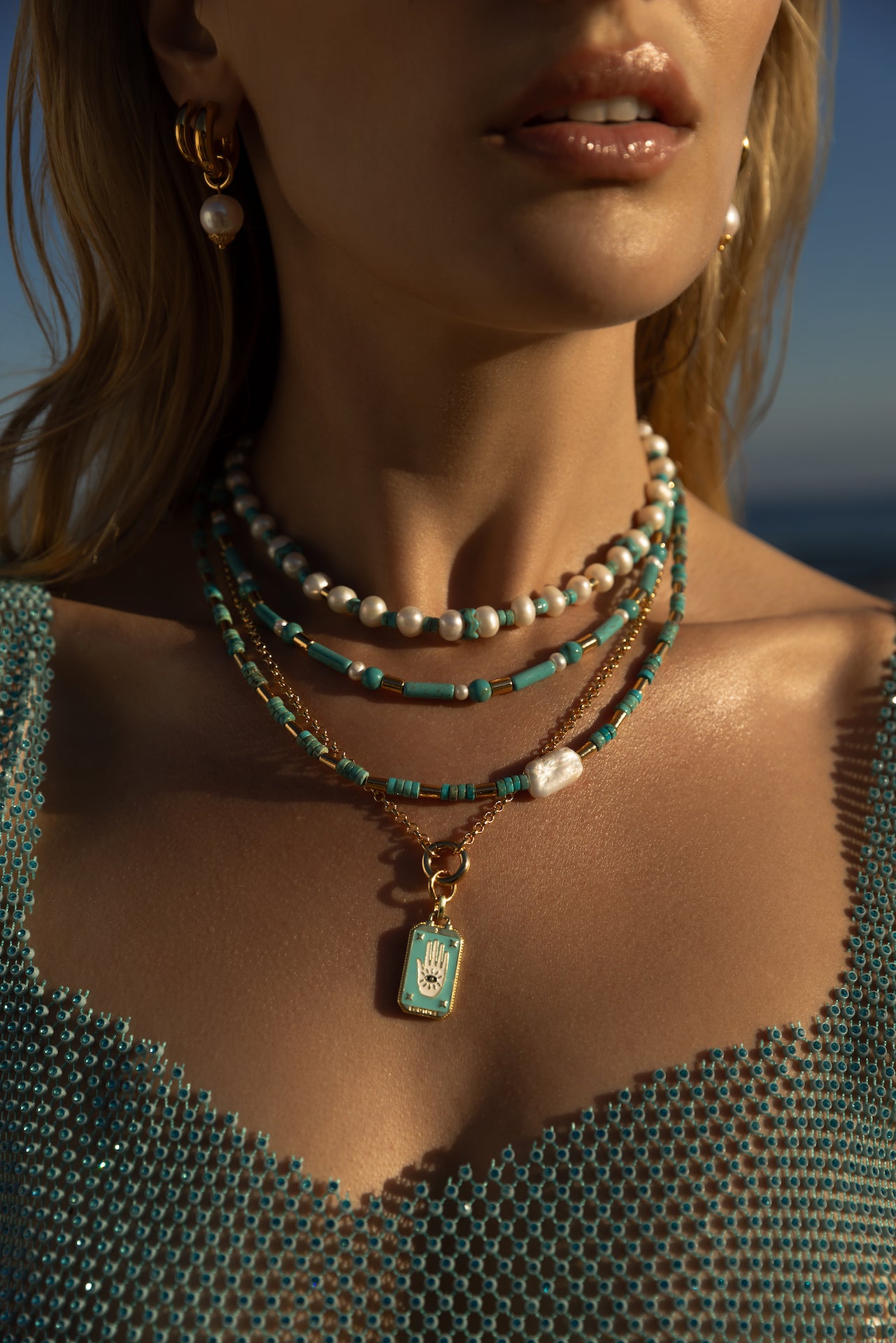 Turquoise Hamsa Charm
