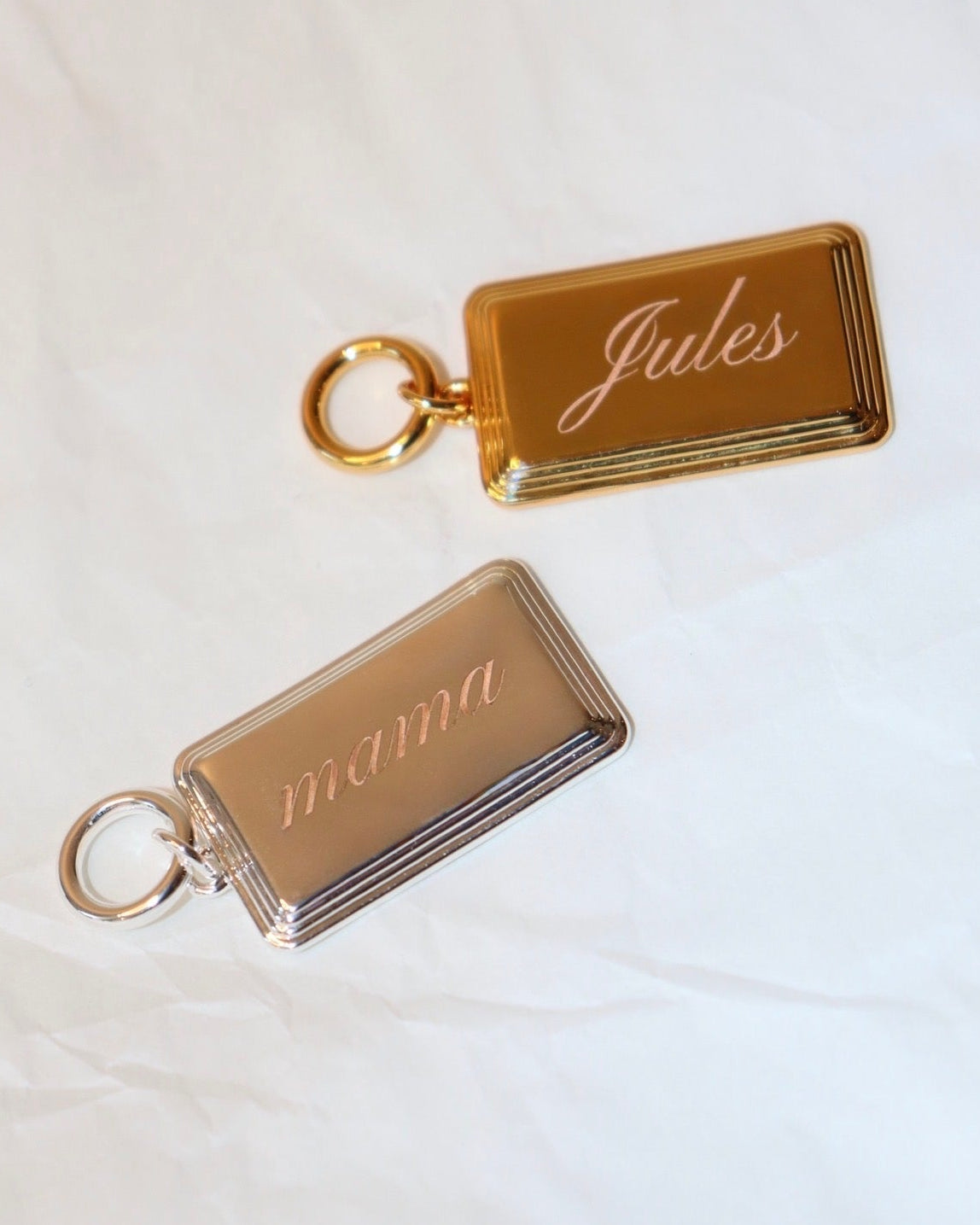 Engravable Rectangle Charm - Silver