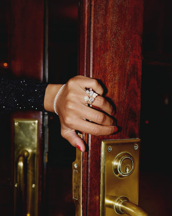 Bague en diamants et perles - argent