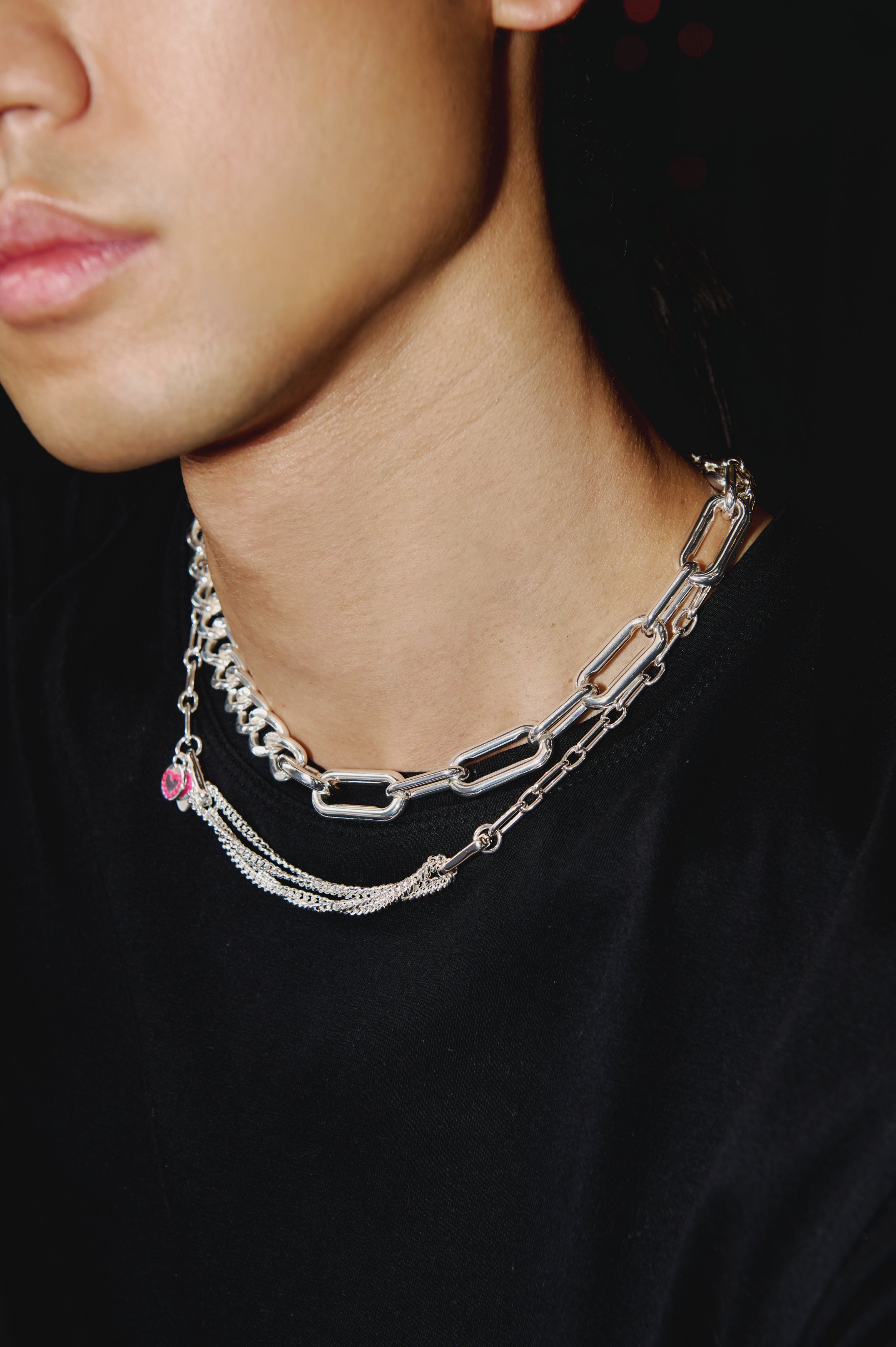 Collier court demi-moitié argenté