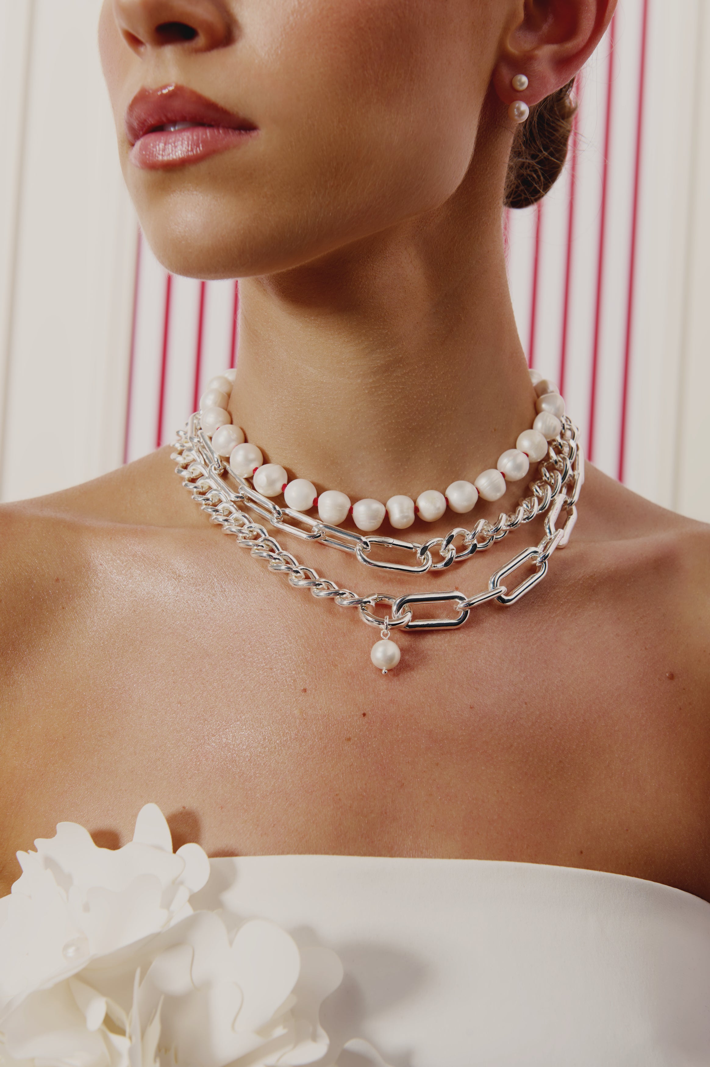Silver Half & Half Necklace - Short
