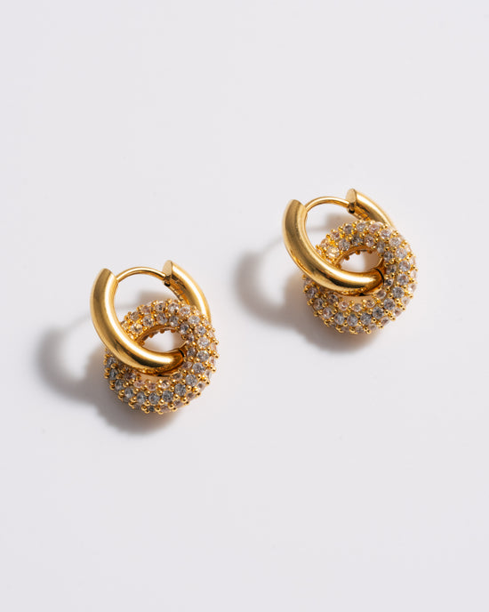 Large Pave Doughnut Earrings - Gold
