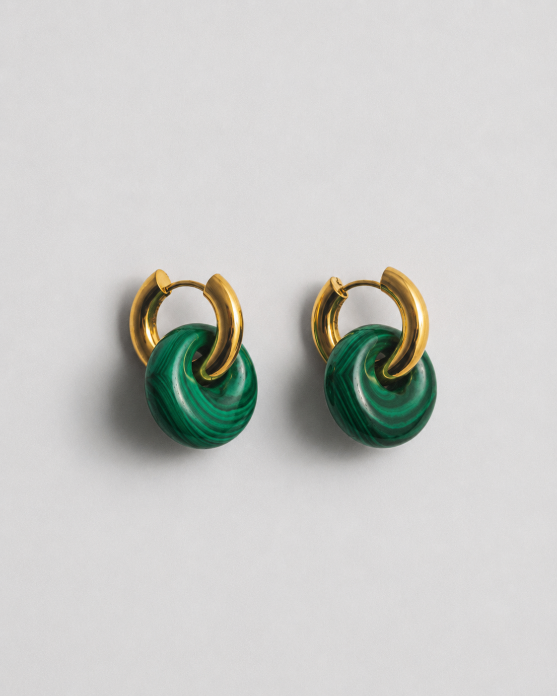 Malachite Doughnut Hoops - Gold