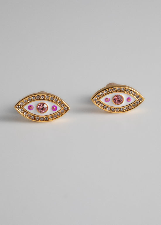 Load image into Gallery viewer, Evil Eye Stud Earrings - Gold
