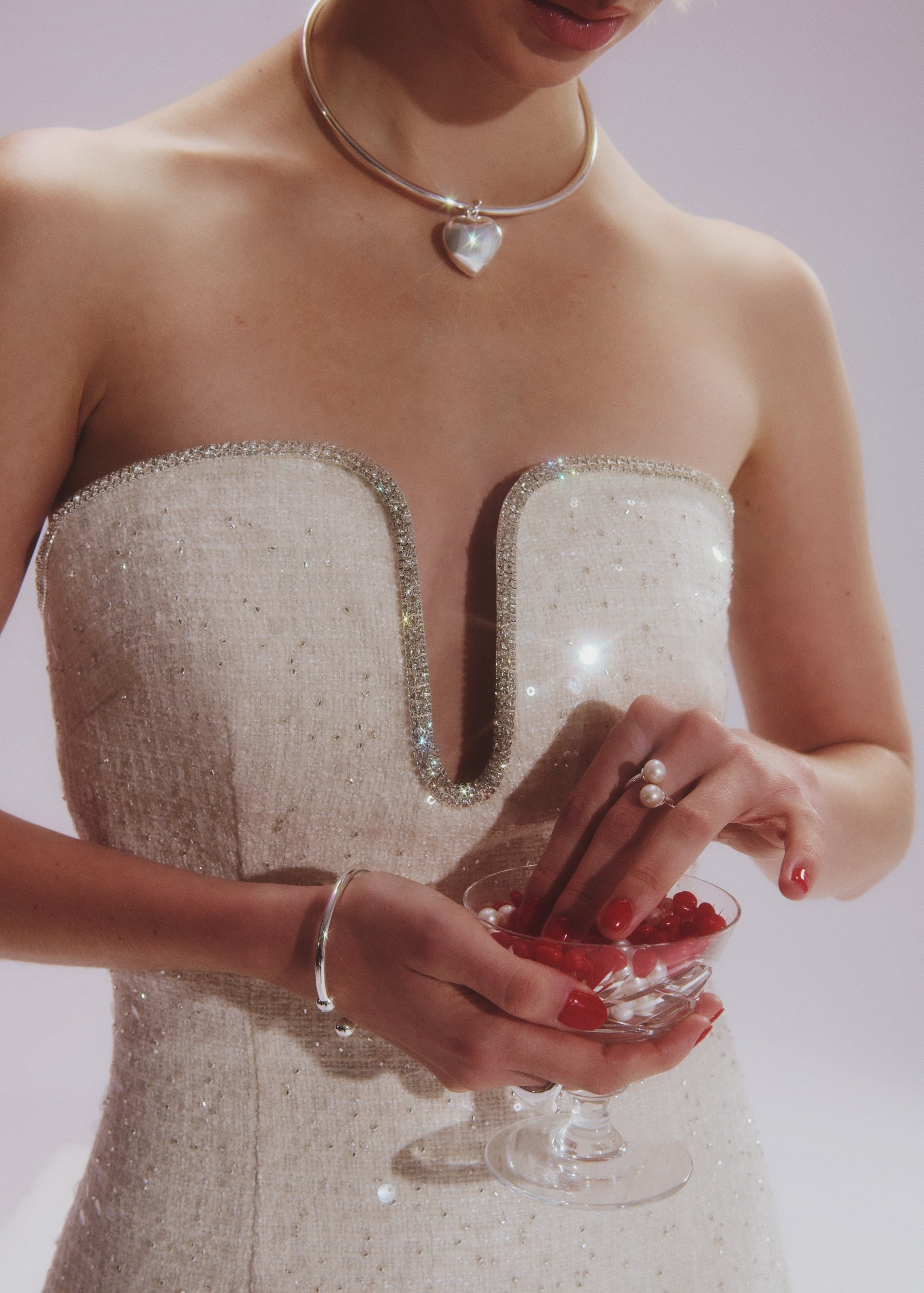 Bubble Heart Charm - Silver
