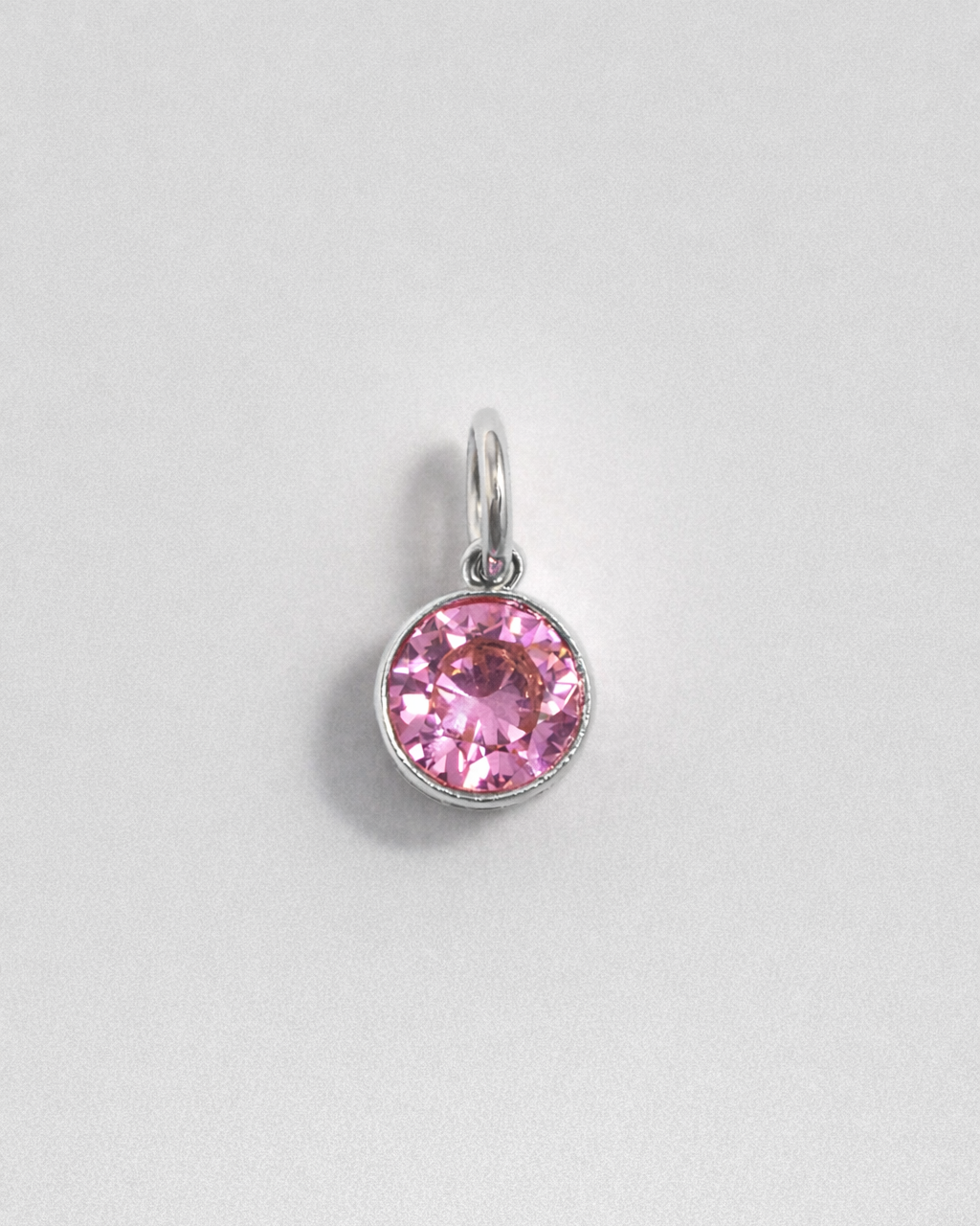 Pink Crystal Clear Charm - Silver