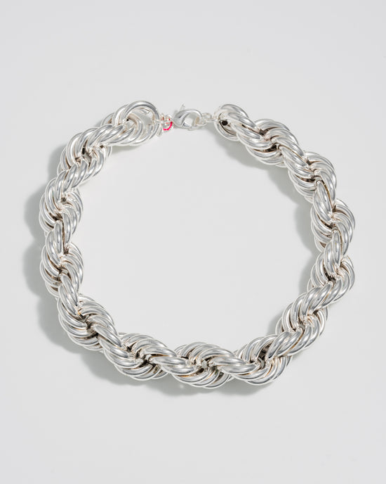 Roped in Jumbo  Necklace - Silver