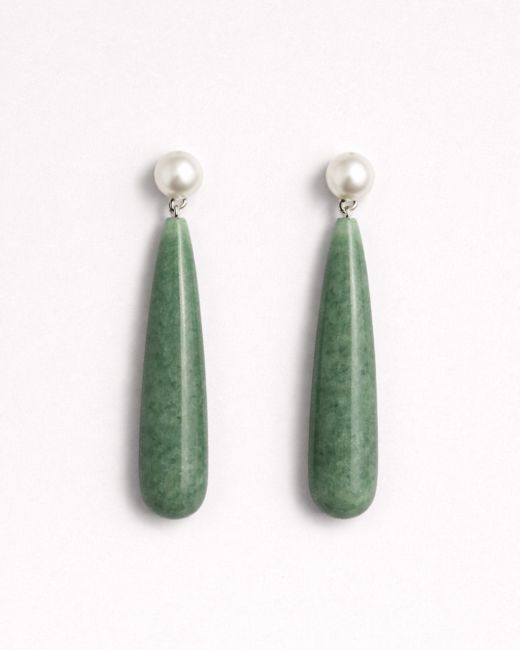 Pearl Studs & Green Aventurine Ear Jacket