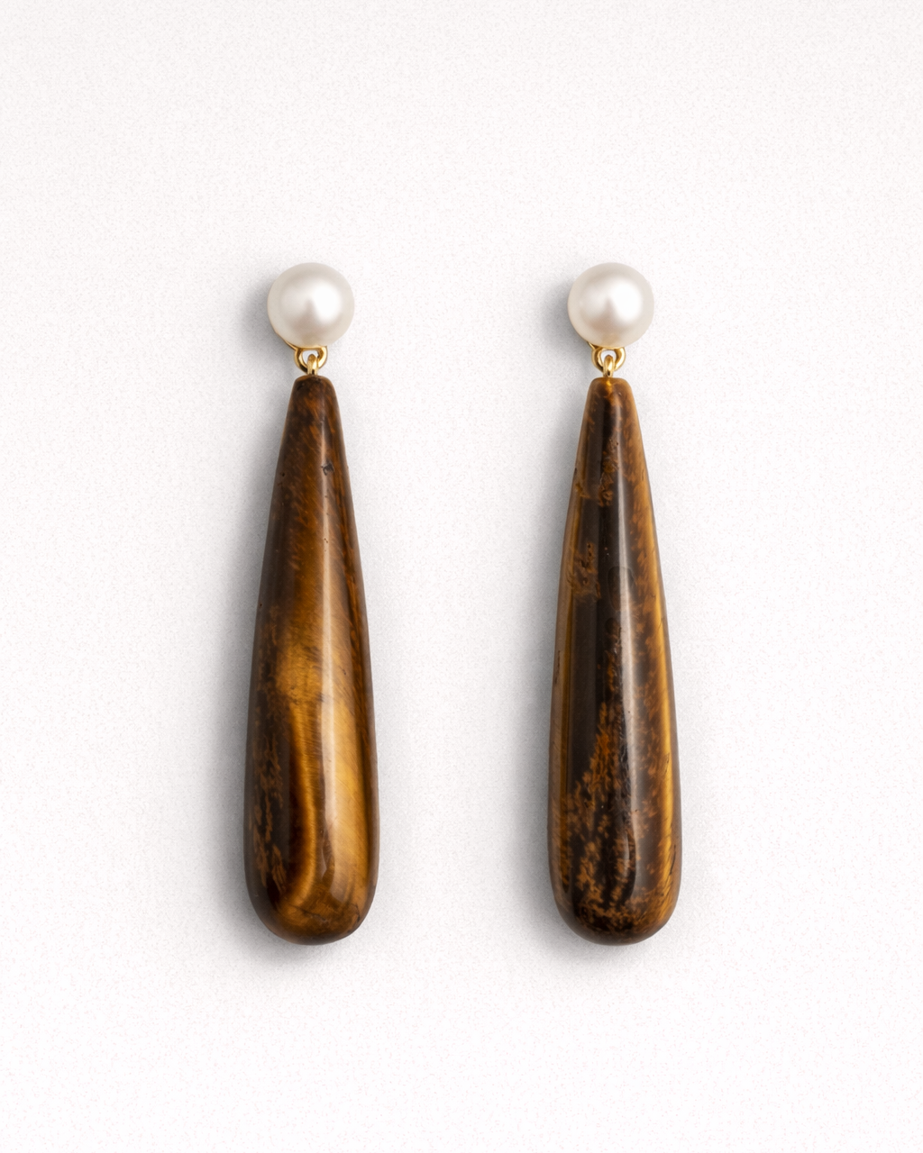 Pearl Studs & Tiger's Eye Ear Jacket