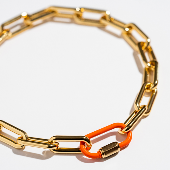 Load image into Gallery viewer, Neva Necklace with Orange Clasp
