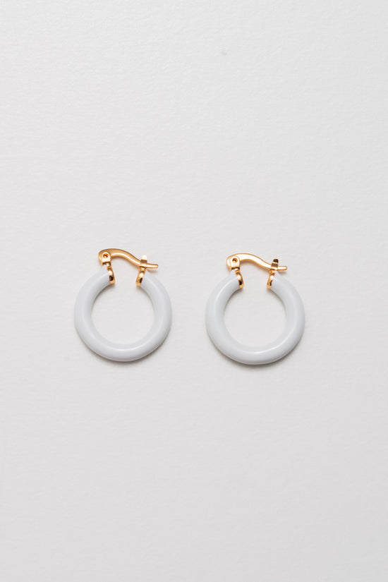 White enamel hoop earrings hotsell