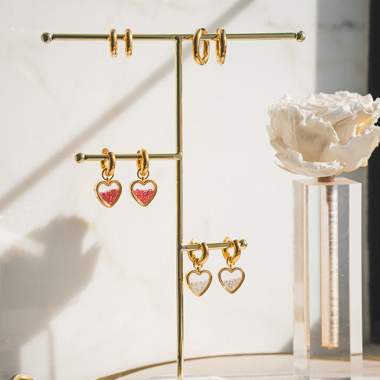 Boucles d'oreilles Coeur à Coeur - Blanc